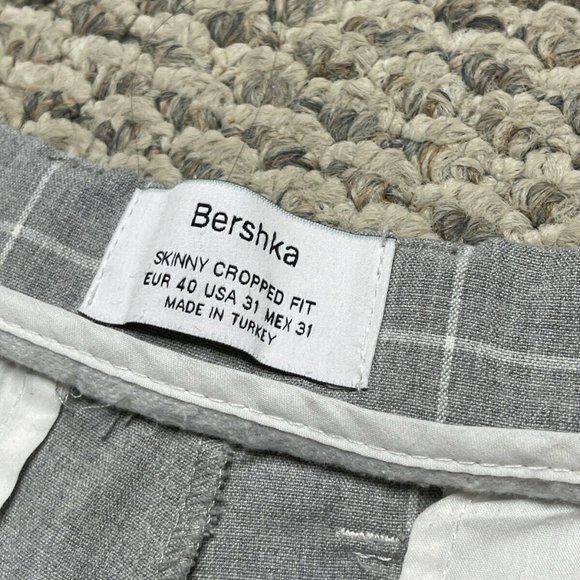 Bershka Womens Skinny Cropped Fit Gray Plaid Pants - Picture 7 of 12